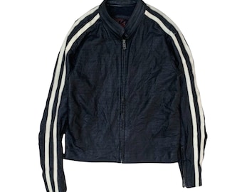 Chaqueta de cuero para motociclista con diseño de cornudo, estilo vintage de Tokio, Japón.