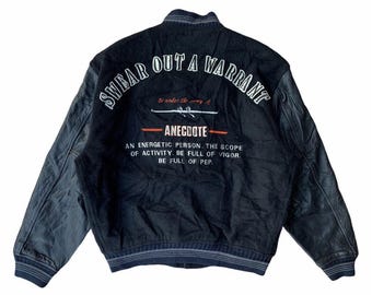 Vintage 90s Unknown Destination Varsity Wool Leather Jacket L Size