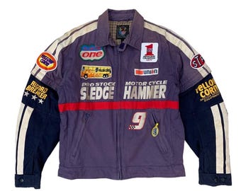 Vintage 90s Yellow Corn NHRA Bikers Sledge Hammer Racing Team