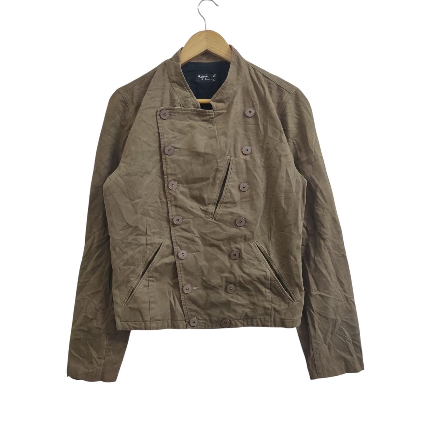 Vintage 90s Agnes B Homme Paris Crop Button Jacket Brown Colour