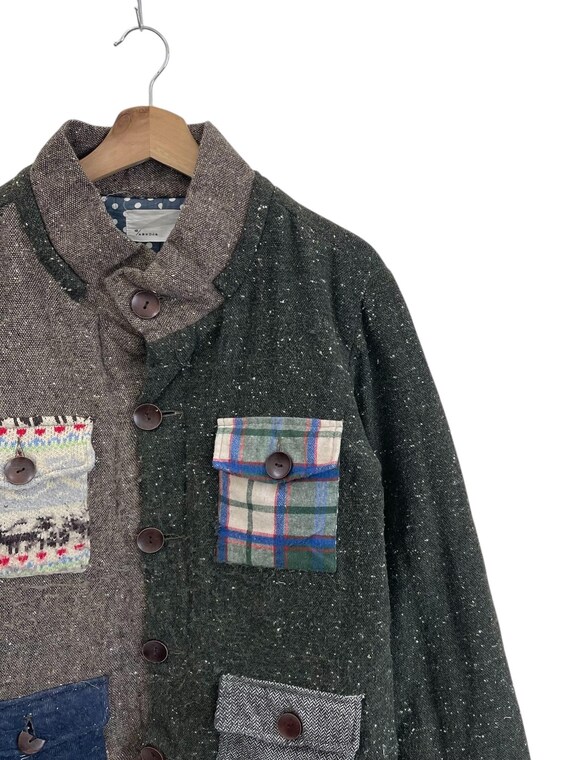 Vintage Patchwork Wool Button Jacket Japanese Bra… - image 5