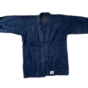Vintage Sashiko Indigo Noragi Jacket - Japanese Workwear Kimono Coat image 2
