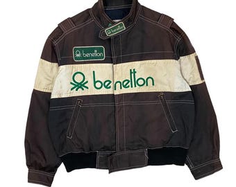 Chaqueta de carreras Benetton Formula vintage de los 90 con logo grande, talla 46