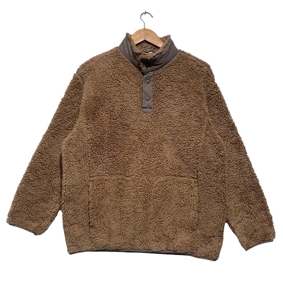 Uniqlo, Vintage Uniqlo x White Mountaineering Sherpa Fleece Pullover Half Snap Jacket Outdoor Size Medium