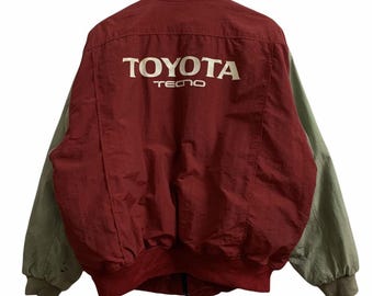 Chaqueta bomber Toyota Tecno Racing vintage de los 90, talla grande