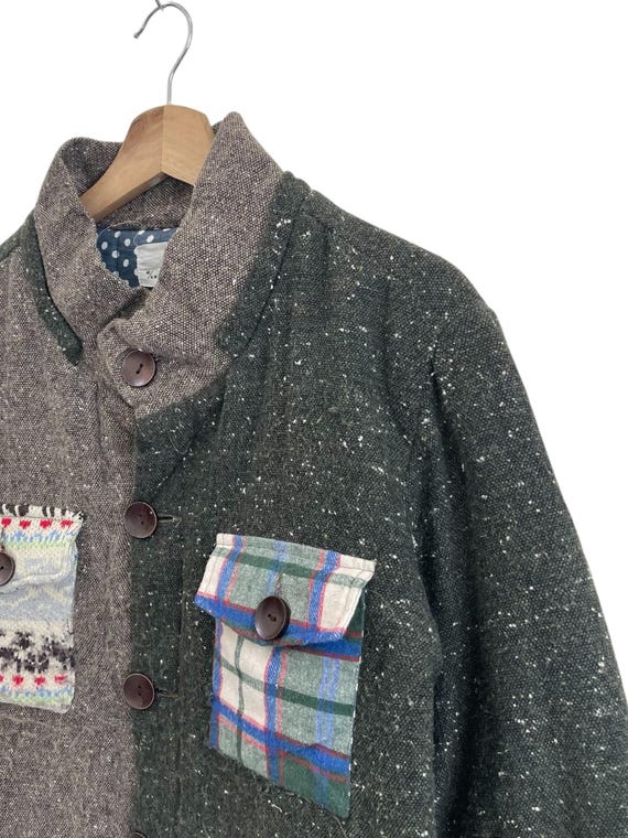 Vintage Patchwork Wool Button Jacket Japanese Bra… - image 6