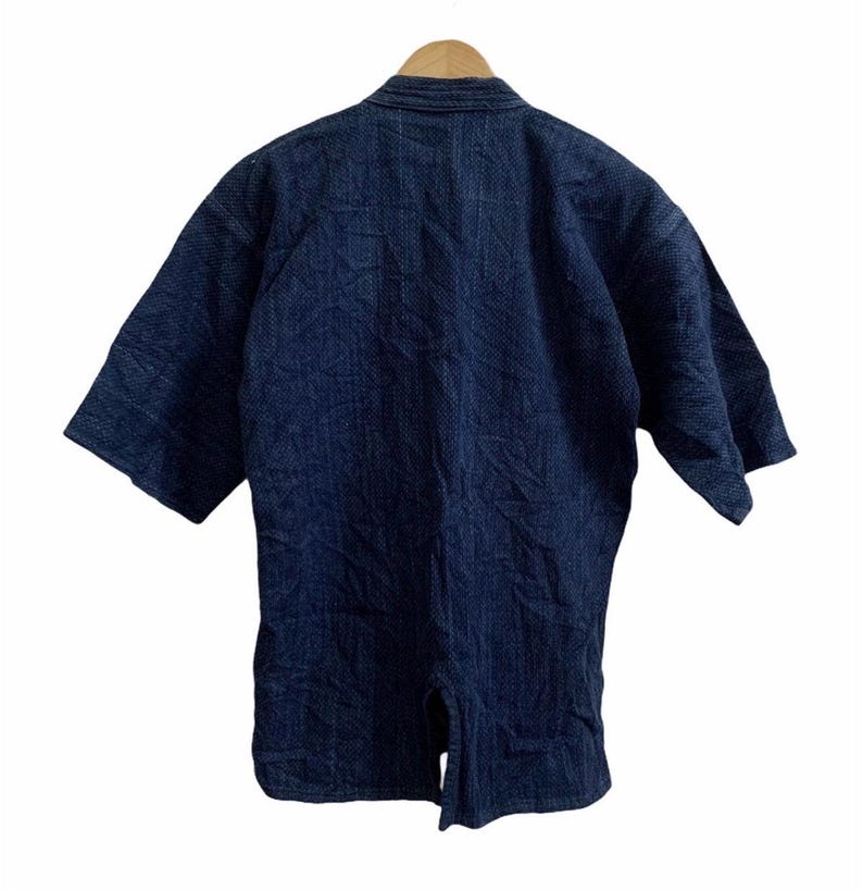 Vintage Sashiko Indigo Noragi Jacket - Japanese Workwear Kimono Coat image 3