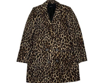 Zara Basic Leopard Print Wollmantel Jacke Gr. S