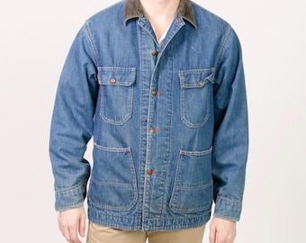 Vintage arbetsjacka filtfodrad jeansjacka storlek medium