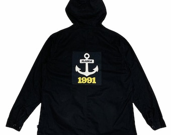 Vintage X-Large Los Angeles Hoodie Button Jacket Japanese Fashion Black Colour Size Medium