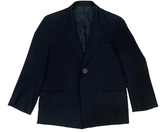 Jaqueta com botões exclusiva de Yohji Yamamoto, designer japonês, cor preta, tamanho 1.