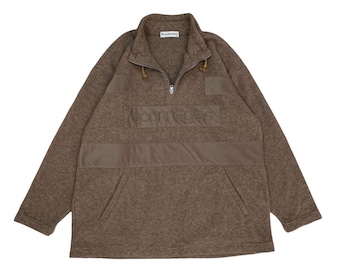 Vintage Courreges Homme Fleece Half Zip Embroidered Logo Brown Colour Pullover Size Medium