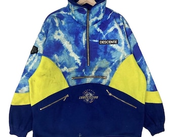 Vintage 90s Descente Multicoloured Fleece Half Zip Jacket Size Large