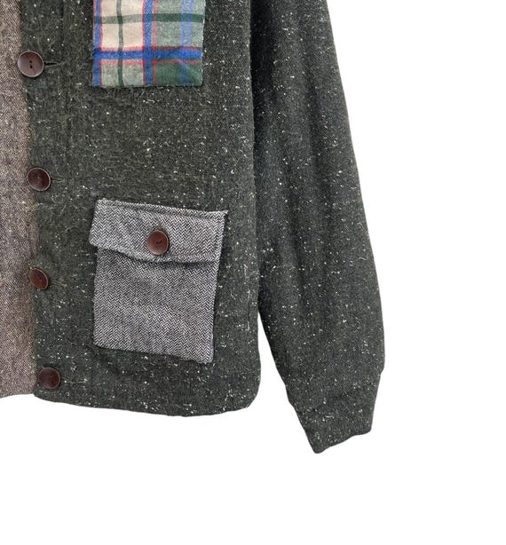 Vintage Patchwork Wool Button Jacket Japanese Bra… - image 7