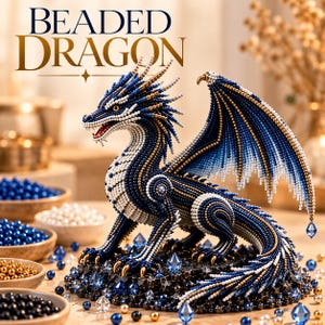Sky Dragon Pärlkit – DIY Drakepysselkit, Pärldrakeskulptur, Fantasipärlkonst, Kreativt Hobbykit