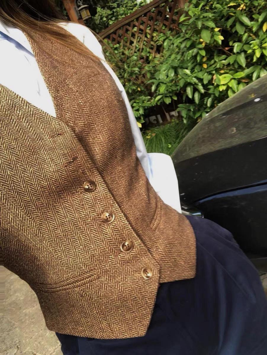 CAMDOM Vintage kostuumvest voor dames, jaren 50, tweed, slim fit, vest