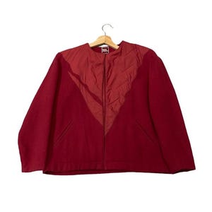 SÄLLSYNT!! Vintage 80-tals Issey Miyake japansk lyxdesigner streetwear mode röd ull siden knapplös jacka