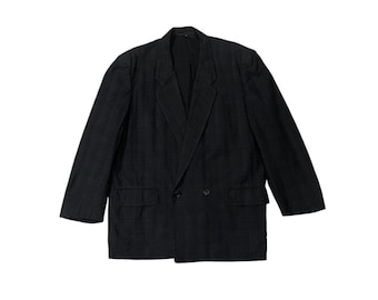 ¡¡EXTRAÑO!! Vintage A/W2005 Comme Des Garcons Homme CDG Diseñador de lujo japonés a cuadros chaqueta de abrigo de doble pecho