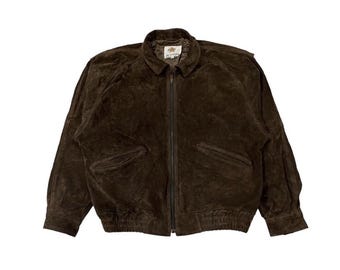 RARE!! Vintage 70s Golden Bear Talon Zipper USA Made In USA Size 42 Streetwear Bomber Suede Leather Jacket