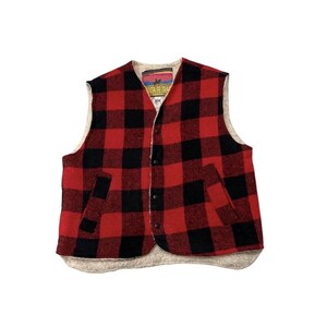 SÄLLSYNT!! Vintage 90-tals Santa Fe Trail ull sherpa fleece tillverkad i USA tryckknappar streetwear flerfärgad västjacka