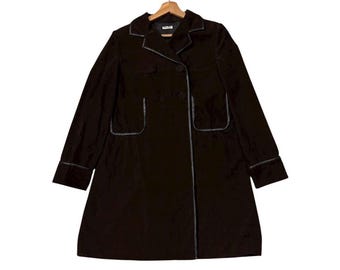 ¡¡¡RARO!!! Chaqueta larga vintage Miu Miu, hecha en Italia, de algodón y piel, color marrón, talla 40, botones.