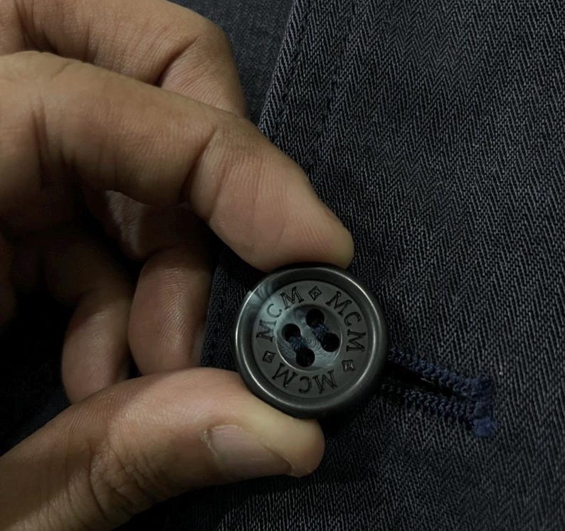 RARE!! Vintage MCM Legere Designer Streetwear Blue Colour Size L Multipocket Buttons Tencel Fabric Jacket image 15