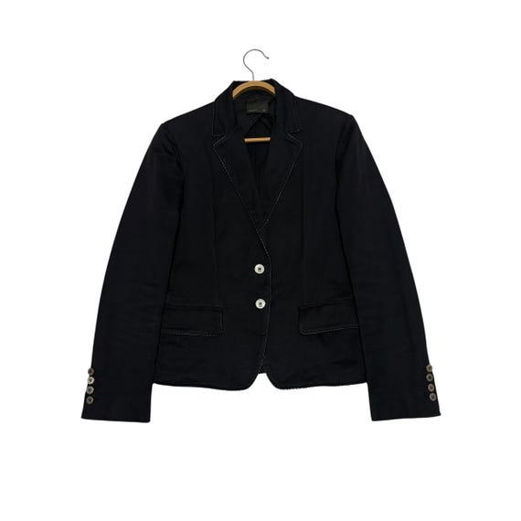 Fendi, RARE!! Vintage Fendi Luxury Designer Made In Italy Streetwear Fashion Size 40 (S) Black Colour Cotton Leather Button Jacket
