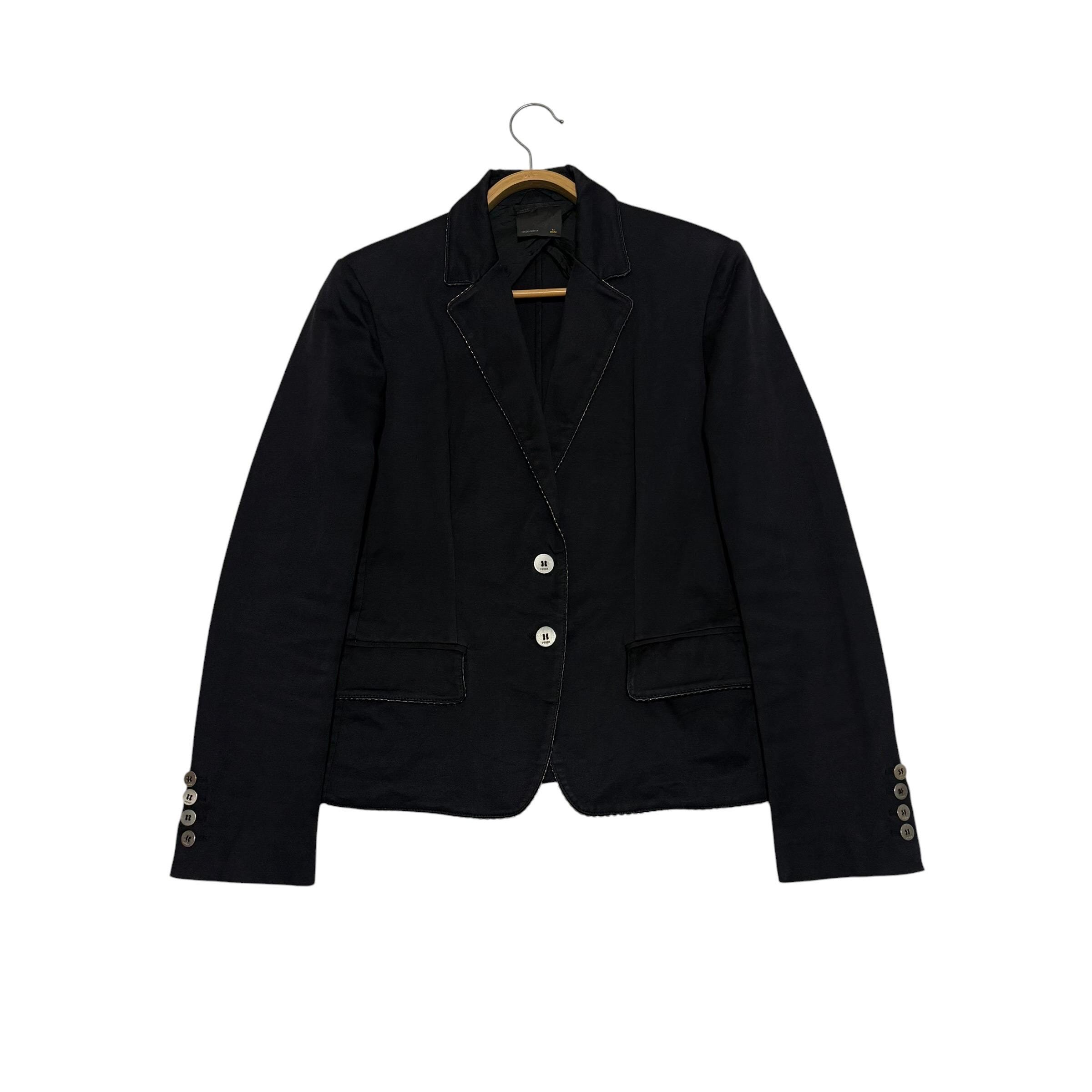 Fendi, RARE!! Vintage Fendi Luxury Designer Made In Italy Streetwear Fashion Size 40 (S) Black Colour Cotton Leather Button Jacket
