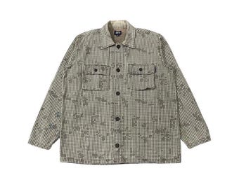 Vintage Stussy Blue Plaid Button up Lightweight Jacket,checkered