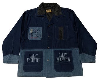 Rare Vintage Japanese Brand Galfy Crutch Brand Denim Jacket 2000s