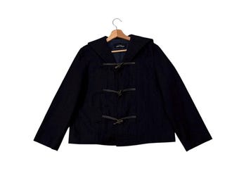 RARE!! Vintage AD1992 Tricot Comme Des Garcons CDG Japanese Designer Streetwear Black Colour Wool Cropped Duffle Jacket