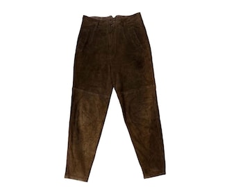 RARE!! Vintage 80’s Hai Sporting Gear Issey Miyake Japanese Designer Streetwear Brown Colour Sheepskin Leather Pants