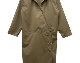 SELTEN!! Vintage 90er Jahre Christian Dior Pret-A-Porter Model Exportation Designer Braune Farbe Größe 9 Wollknöpfe Lange Manteljacke