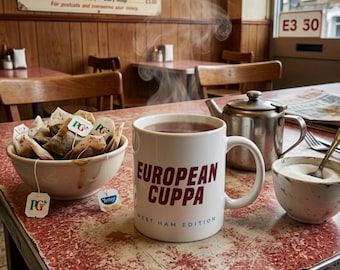 West Ham: La Copa de Europa * Taza de fútbol divertida * Taza de regalo para aficionados - Día del Padre