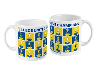 ¡Campeones del Leeds United! * Taza estilo Subbuteo * Regalo para aficionados - MOT