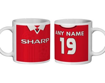 マンチェスター・ユナイテッド：1998年ホームキット * 名入れマグカップ * マンUファンへのギフト - 父の日