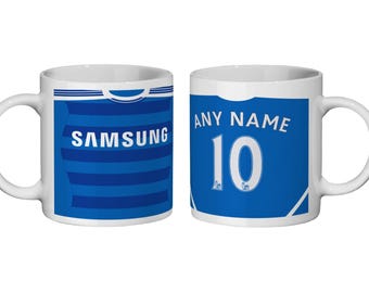 Chelsea: Equipación local 2011 * Taza personalizada * Regalo para aficionados - Día del Padre