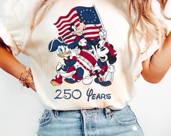 Retro Mickey Mouse 250 Years Shirt, America 250th Anniversary Tee,  Patriotic Disney Graphic Sweatshirt