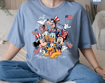 Disney 250th USA Anniversary Shirts, Mickey and Friends Comfort Colors Shirt, 1776-2026 Patriotic Tee, Mickey Minnie Ears Semiquincentennial
