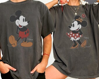 Retro Mickey Mouse Shirt, Comfort Colors® Disney Mickey Minnie Mouse Classic Pose Couple Shirt, Disney Couple Matching Shirt, Disneyland Tee