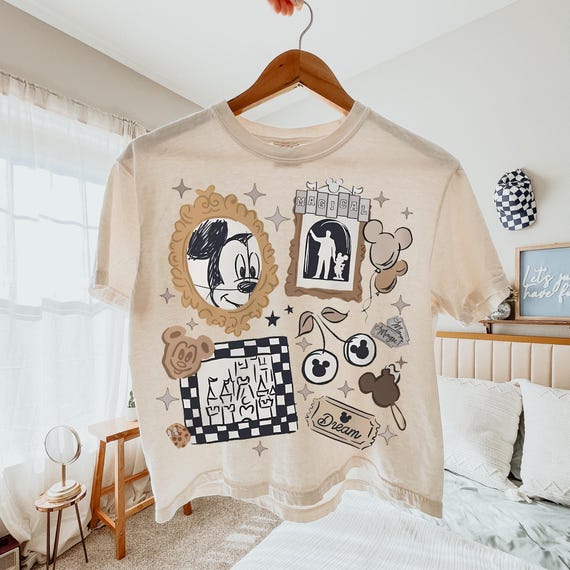 Magical Disney Boxy Tee, Mickey Mouse Collage Shirt, Disneyland Aesthetic Crop Top, Theme Park Vacation Comfort Colors Tee,Disney Lover Gift