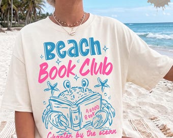 Comfort Colors® Beach Book Club Shirt, Summer Reading Tee, Cute Book Lover Gift, Coastal Grandma Aesthetic, Vacation Beach Shirt