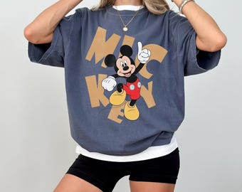 Comfort Colors® Disney Mickey Mouse T-Shirt, Jumping Mickey Shirts, Vintage Distressed Mickey Shirt, Disney Holiday Vacation Tee