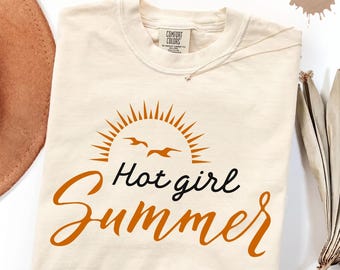 Hot Girl Summer Comfort Colors Shirt, Summer Vacation Tee, Beach Lover Graphic Tee, Trendy Sunshine Shirt, Cute Coastal Summer Gift