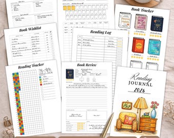 Printable Book Tracker PDF, Reading Journal Template, Reading Log & Book Review, Reading Planner for iPad