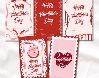Valentine Gift Tag Printable (Digital Download 18 PDF), Sweet Treat Tag, Valentine Tag Decoration