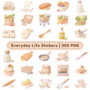 Everyday Digital Stickers (300+ Digital Stickers), Daily Icon Stickers, Minimal Stickers, Digital Planner Stickers, Individual PNG