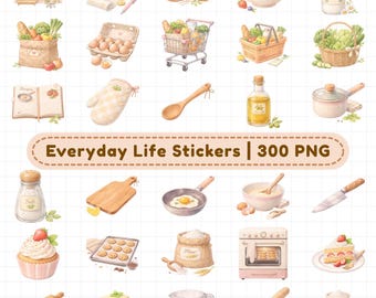 Everyday Digital Stickers (300+ Digital Stickers), Daily Icon Stickers, Minimal Stickers, Digital Planner Stickers, Individual PNG