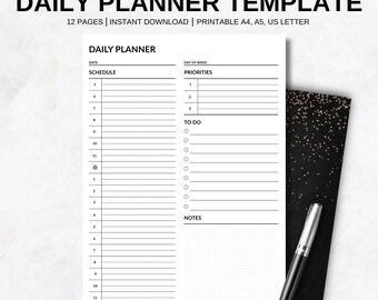 Printable Daily Planner Template, Minimalist To Do List & Schedule Planner PDF, Simple Productivity Planner, A4 A5 US Letter