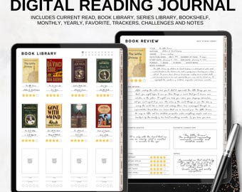 Digital Reading Journal, Reading Planner for iPad, GoodNotes Reading Tracker, Minimalist Book Tracker, Hyperlinked Reading Journal